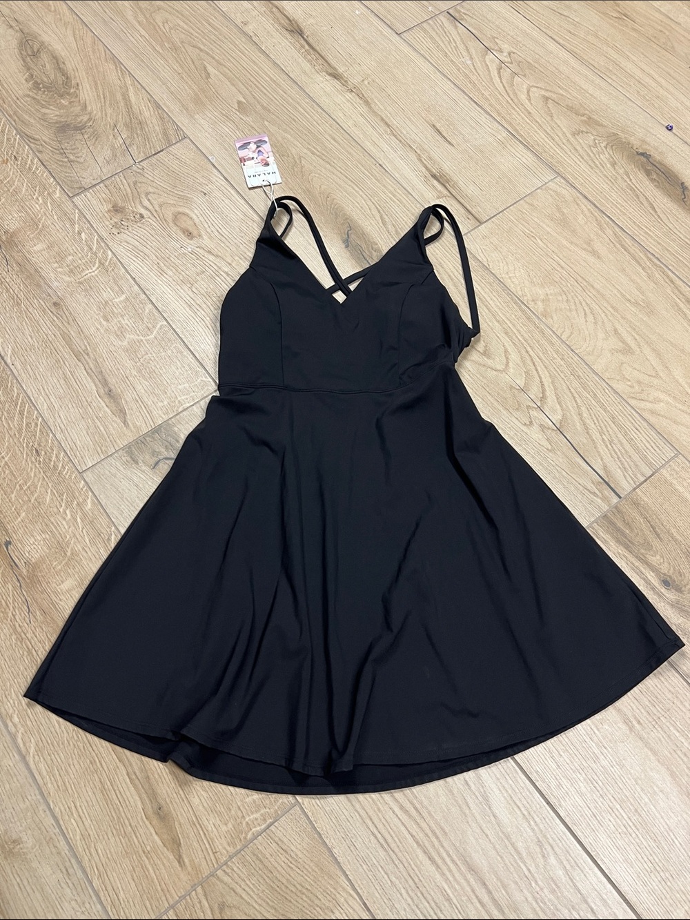 HALARA Black Fit-and-Flare Strappy Dress